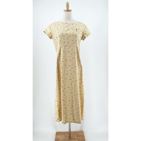 VTG 90s Villager Sport Denim Babydoll Maxi Dress 10P Cottage Floral Farmhouse - Picture 1 of 7